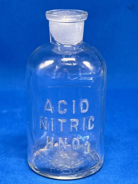 Vintage Acid Nitric HNO3 Wheaton Apothecary Druggist  Bottle Chemistry Lab 4.5'h