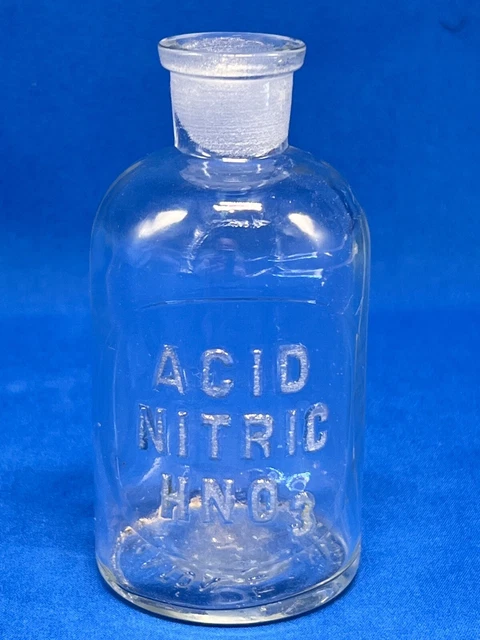 Vintage Acid Nitric HNO3 Wheaton Apothecary Druggist Bottle Chemistry Lab 4.5'h Vintage Acid Nitric HNO3 Wheaton Apothecary Druggist Bottle Chemistry Lab 4.5'h
