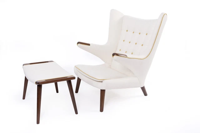 Hans Wegner AP Stolen Mid Century Papa Bear Chair & Ottoman