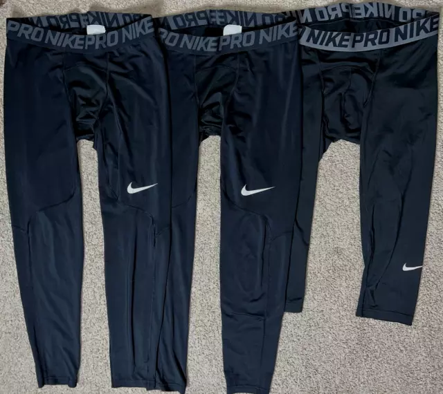 Lot 3 pair Men Sz Large Nike Pro Base Layer Workout Pants Running Gym Tights