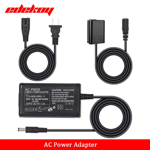 AC-PW20 AC Power Adapter Supply Kit coupler NP-FW50 For Sony Alpha Series Camera