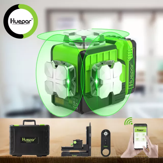 Huepar Laser Level Self Leveling 3D Bluetooth & Remote Control outdoor Green