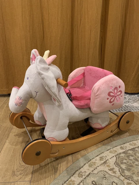 Labebe - Baby Rocking Horse, Child Elephant Rocker with Wheels, Pink Plush Ride