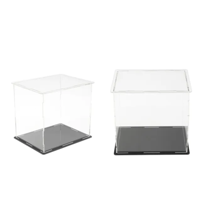 2pcs Clear Acrylic Display Case Box with Plastic Base for Action Figures Vehicle