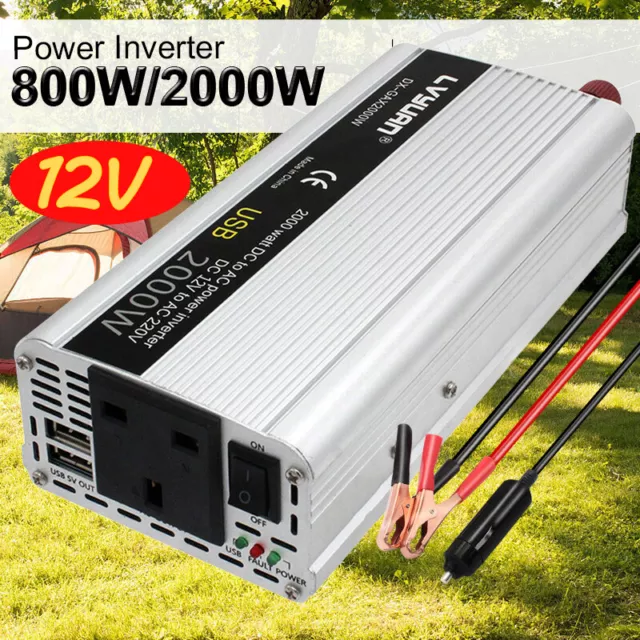 Power Inverter 2000w Peak Dc 12v to Ac 230V 240v Adapter Converter Caravan Trip