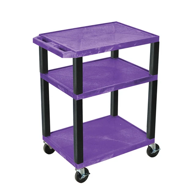 Wt34pe-B Purple 34" A/V Cart With Three Shelves - Black Legs
