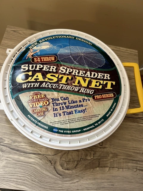 Super Spreader EZ Throw Cast Net Fishing With Weights- New Never Used