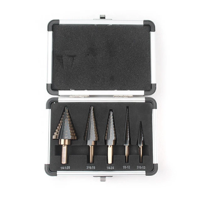 Cobalt Multiple Hole 50 Sizes Step Drill High Speed Steel Bit Set Tools Kit 5Pcs 3