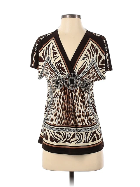 Cache Women Brown Short Sleeve Top XS