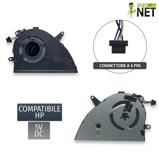 Power4Laptops Ventola Di Raffreddamento CPU 4 Pin Per HP Pavilion 15-ec0001nk - Ricambio Per Portatile