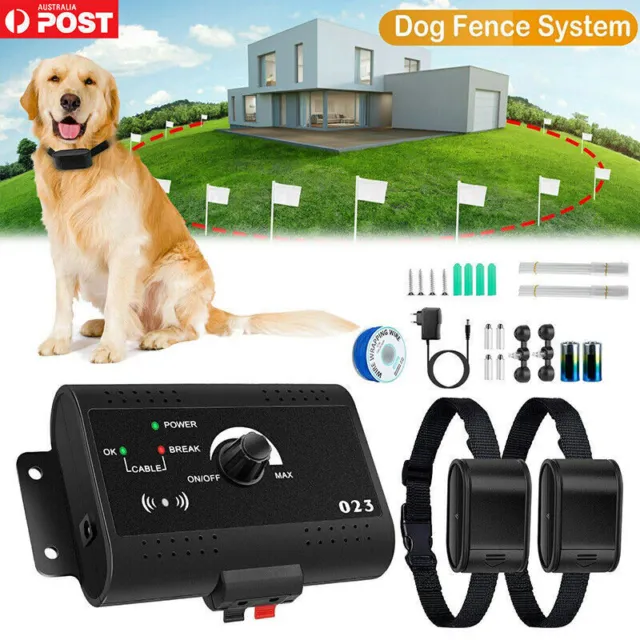 Wireless Hidden Electric Dog Fence System Pet Boundary Containment 1/2 Collar AU