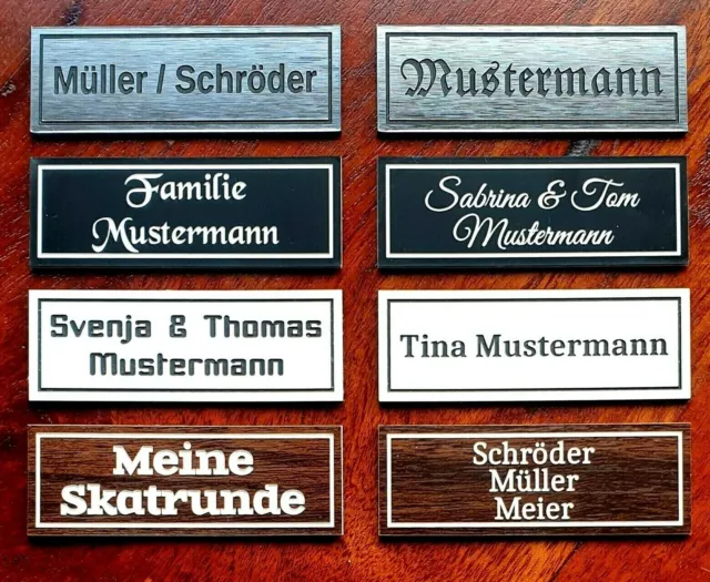 Klingelschild Briefkastenschild Türschild Namensschild mit Gravur selbstklebend