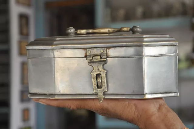 1930's Old Brass Handcrafted Unique Shape 5 Compartment Betel Nut Box