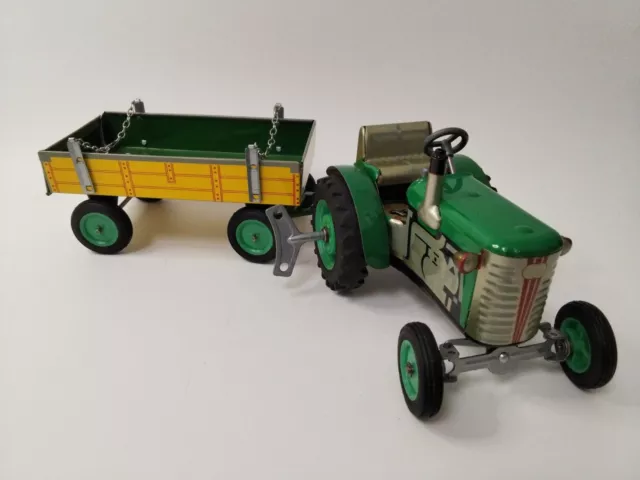 Kovap Zetor Traktor mit Anhänger, Federwerk Antrieb, Handbremse, Gänge, OVP 3