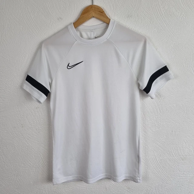 T-shirt Nike Dri Fit da uomo piccola maglia bianca posteriore ventilata top sportivo traspirante
