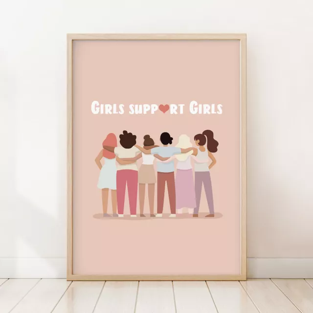 Girl Nursery Print, Girls Support Girls Poster, Feminist Wall Art, Girl Power