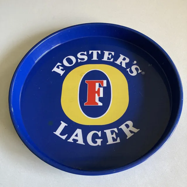 Fosters Lager Metal Beer Drink Tray Blue Round 30cm - Australian Beer Logo