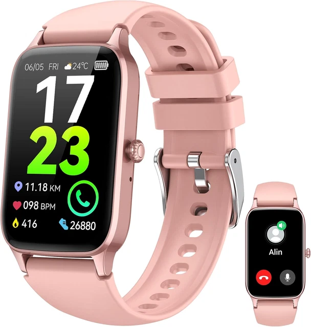 CASCHO Smartwatch Donna Uomo, 1.85'' Orologio Smartwatch Donna Uomo con Effettua/Risposta Chiamate, 115+ Sportive Smart Watch con Contapassi/Sonno/ Cardiofrequenzimetro, IP68 Fitness Tracker (Rosa