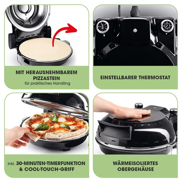 GourmetMAXX Pizzaofen Pizza Maker 1800W mit Pizzastein Mini Back Ofen elektrisch 3