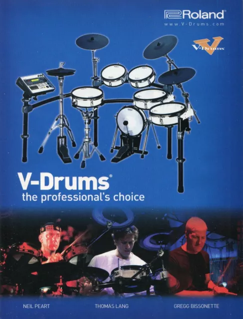 2006 Print Ad of Roland V-Drums w Neil Peart RUSH, Thomas Lang, Gregg Bissonette