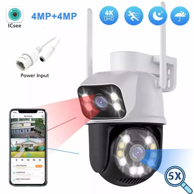 Wireless IP WIFI Outdoor CCTV PTZ Smart Home Security IR Cam IP66 4K Camera UK