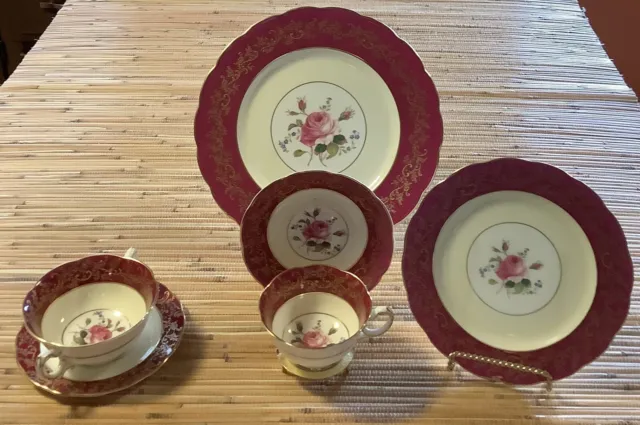 Vintage ROYAL SWANSEA ROSE  6 Piece Place Setting. 2