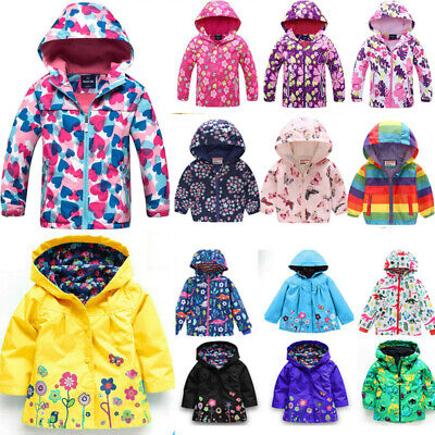 Toddler Boys Girls Kids Hooded Outdoor Hoodie Jacket Snow Rain Coat Windbreaker