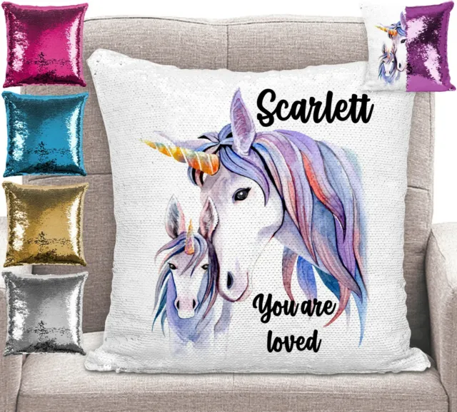 Unicorn Cushion Cover Sequin Throw Pillow Flip Sequins Personalised