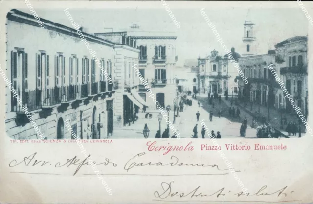 cp10 cartolina cerignola piazza vittorio emanuele provincia di foggia 1900