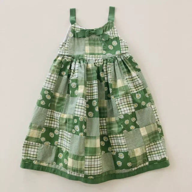 Janie and Jack Baby Girl 18-24 Months Green Plaid Daisy Dress Patchwork Easter