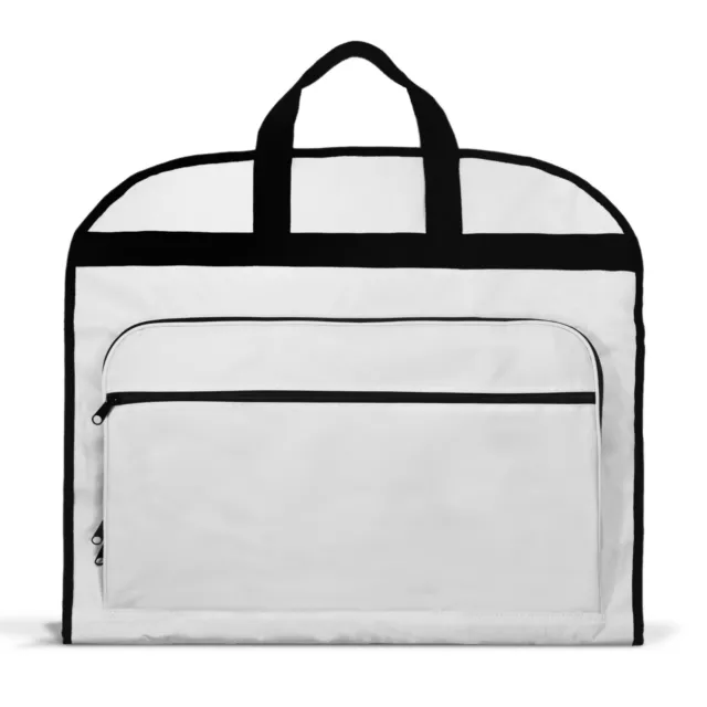 39" Business Garment Bag Cover Suits Dresses Clothing Foldable Pockets White
