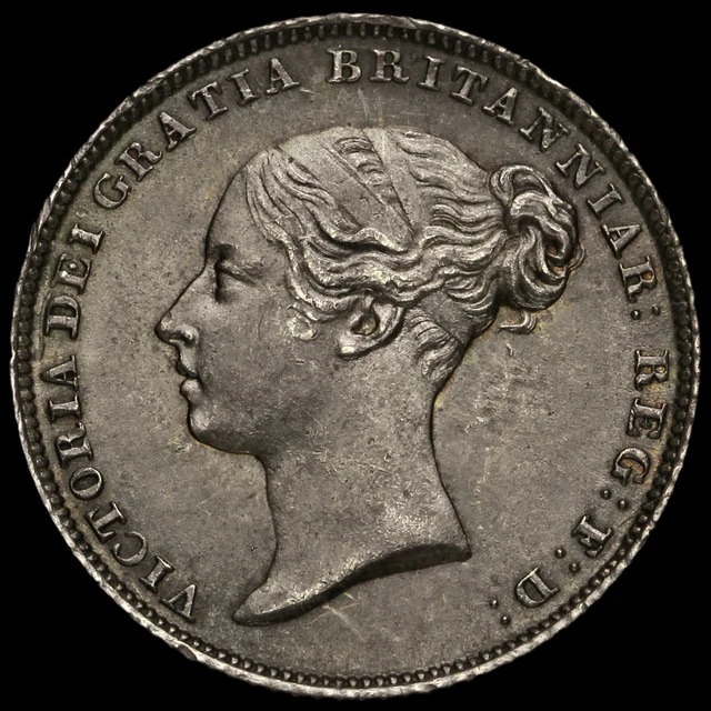 1853 Queen Victoria Young Head Silver Sixpence, Scarce, Uncirculated