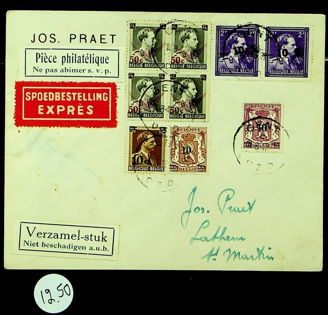Belgique 1946 Envoie Seconde Guerre Mondiale King Leopold III S/C 9v Sur