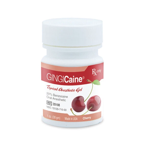 Gingicaine Bing Cherry flavored topical anesthetic (Benzocaine 20%) gel