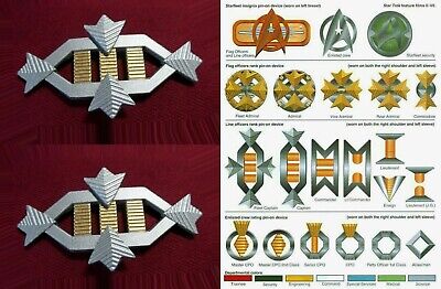 Star Trek Uniform Rank Pin Pip Badge Insignia Monster Maroon Rear Admiral x 2 