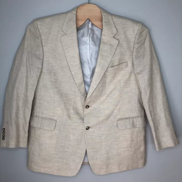 Jos A Bank Men's 50R Linen Wool Blend Beige Two Button Sport Coat Blazer