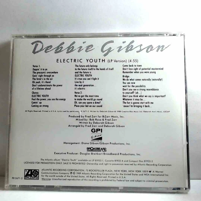 DEBBIE GIBSON Electric Youth (CD, Promo, ÉtatsUnis, 1989, Atlantique