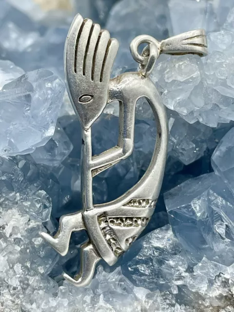 Native American Navajo Solid 925 Sterling Silver Tribal Kokopelli Pendant 9g