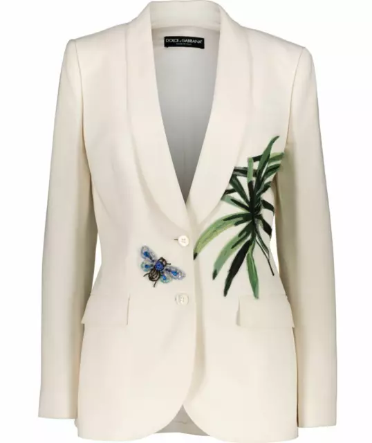 DOLCE & GABBANA Crystal Butterfly Embellished Appliqued Wool Blazer48 US 12