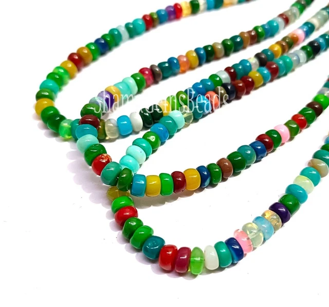 Multi Disco Ethiopian Opal Smooth Rondelle Shape Beads Loose Gemstone Beads... 3