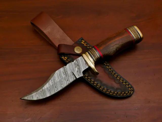 Custom Hand Forged Damascus Steel Fixed Blade Hunting Knife - Hb-463