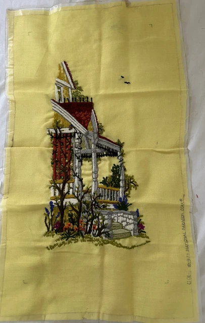 "Crealla de porche frontal con aguja de colección años 70 acabados sin enmarcar 12""x24"