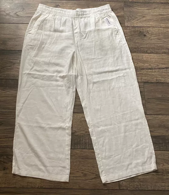 NEW Women’s OLD NAVY Size XL White Linen Blend Drawstring Pants Casual Beach