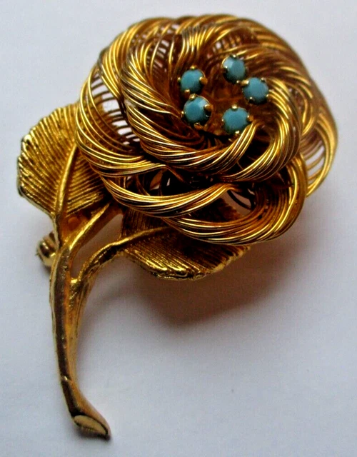 Grande Broche Plaquée Or Vintage - Bijou Ancien Estampillé, Pièce Exceptionnelle N°1569