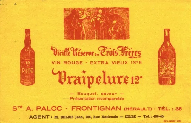 Buvard vintage vin rouge Vraipelure 12°