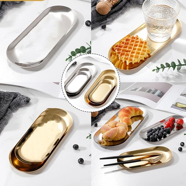 Edelstahl Teller für koreanische Gerichte und Sushi in goldener Ausführung