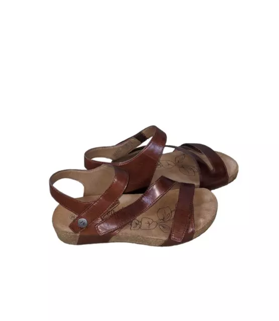 Josef Seibel Sz 36 Women's Brown Tonga 25 Leather Triple Strap Sandals Comfort