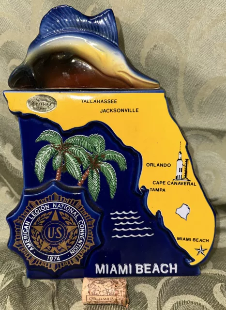 American Legion 1974 National Convention Ezra Brooks Collector Decanter Miami