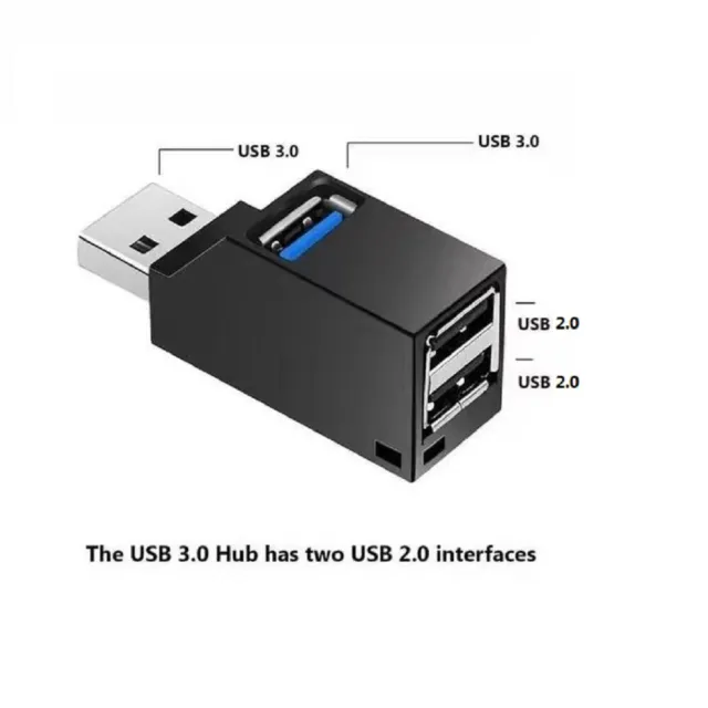 Universal 3 Port USB Hub Portable High Speed Splitter Box Easy to Carry 55x12x23