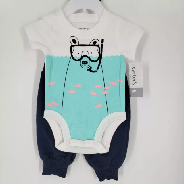 Carters Infant Boys 2 pc Bodysuit & Pants Set Size Newborn NEW snorkeling bear